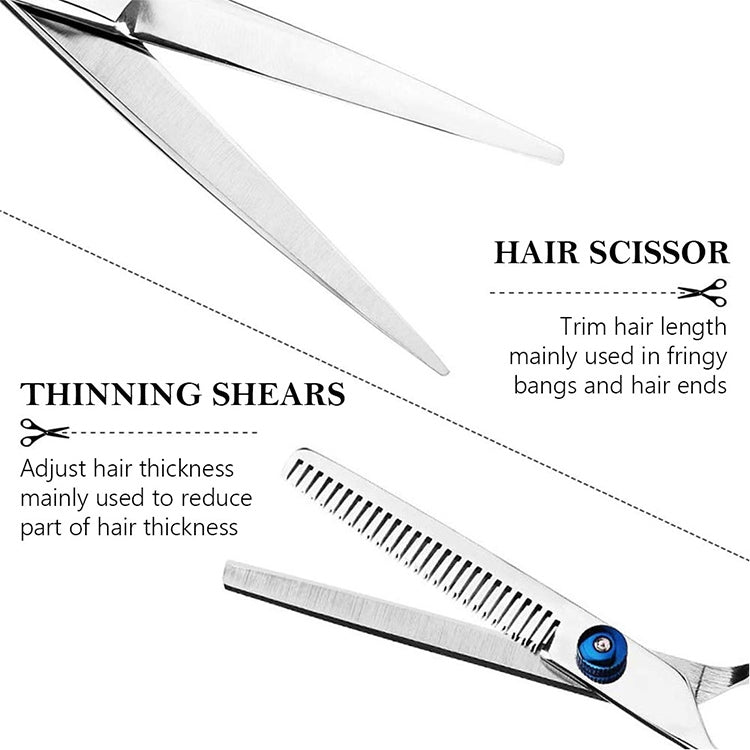 Kit Profissional de Tesouras para Cortar e Afinar Cabelo, Tesouras de Cabeleireiro, 2 Peças, 7 Peças, 12 Peças