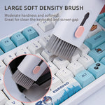 Q6E Conjunto de Ferramentas de Limpeza para Teclado de Computador com Auscultadores Bluetooth 7 em 1, Q6E Azul, Q6E Rosa