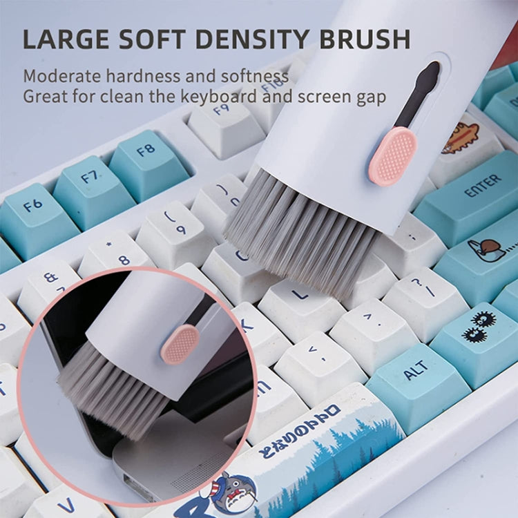 Q6E Conjunto de Ferramentas de Limpeza para Teclado de Computador com Auscultadores Bluetooth 7 em 1, Q6E Azul, Q6E Rosa