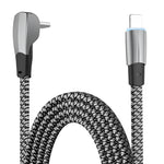Cabo de Dados de Carregamento Rápido USB-C/Type-C para 8 Pinos com Cotovelo 3A, Type-C para 8 Pinos 1,2m 3A, Type-C para 8 Pinos 2m 3A