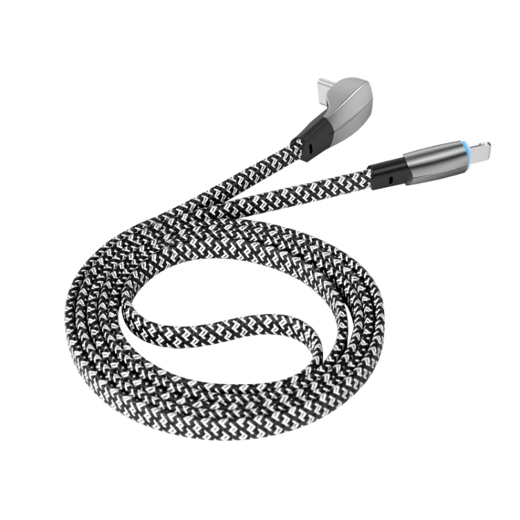 Cabo de Dados de Carregamento Rápido USB-C/Type-C para 8 Pinos com Cotovelo 3A, Type-C para 8 Pinos 1,2m 3A, Type-C para 8 Pinos 2m 3A