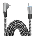 Cabo de Dados de Carregamento Rápido USB-C/Type-C para 8 Pinos com Cotovelo 3A, Type-C para 8 Pinos 1,2m 3A, Type-C para 8 Pinos 2m 3A