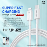 WEKOME WDC-168 Série Original Cabo de Dados de Carregamento Rápido PD 20W USB-C / Type-C para 8 Pinos, Comprimento: 1m