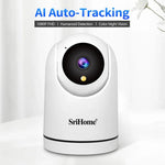 SriHome SH042 Câmara de Vigilância AI WiFi Pan-tilt 2.0MP 1080P HD, SH042