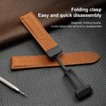For Samsung Galaxy Watch5 40mm / 44mm Litchi Genuine Leather Watch Band, Black Buckle, Silver Buckle