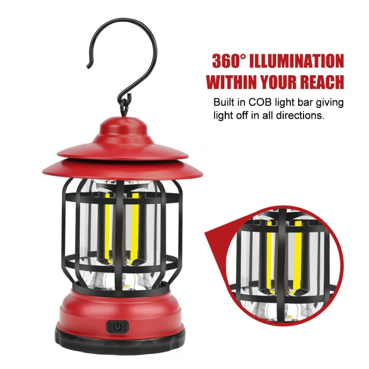 Lâmpada Retro Portátil Suspensa Lanterna para Camping e Tenda, Carregamento USB, Tipo de Bateria, Bateria Não Incluída