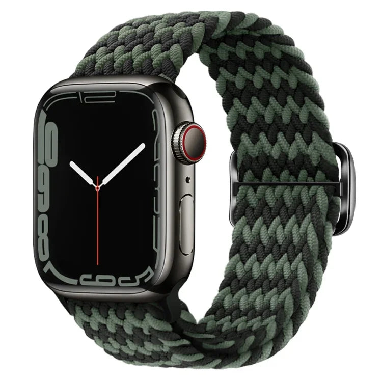 Pulseira de relógio trançada em nylon com fivela, para Apple Watch Ultra 49mm / Series 8&7 45mm / SE 2&6&SE&5&4 44mm / 3&2&1 42mm