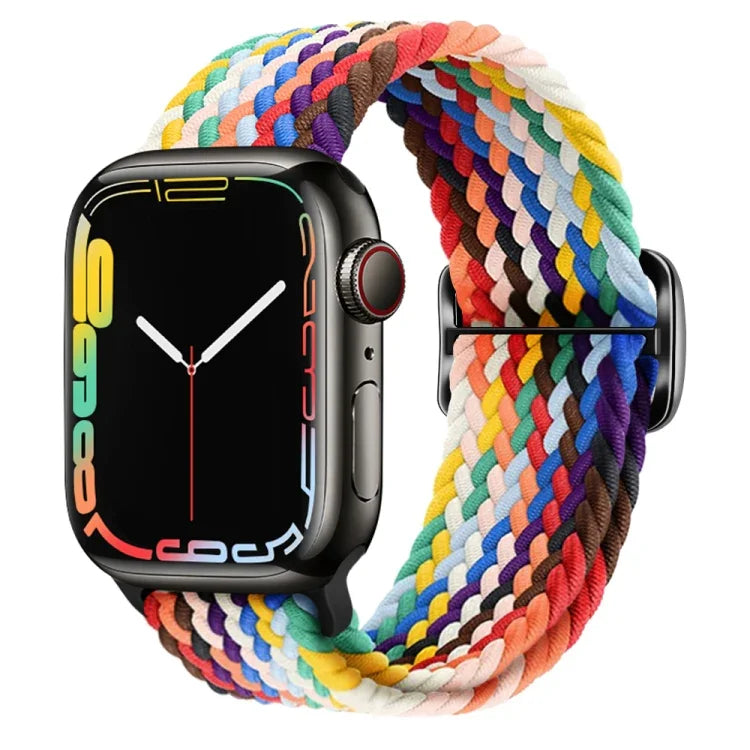 Pulseira de relógio trançada em nylon com fivela, para Apple Watch Ultra 49mm / Series 8&7 45mm / SE 2&6&SE&5&4 44mm / 3&2&1 42mm