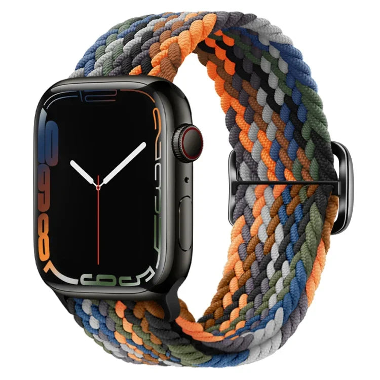 Pulseira de relógio trançada em nylon com fivela, para Apple Watch Ultra 49mm / Series 8&7 45mm / SE 2&6&SE&5&4 44mm / 3&2&1 42mm