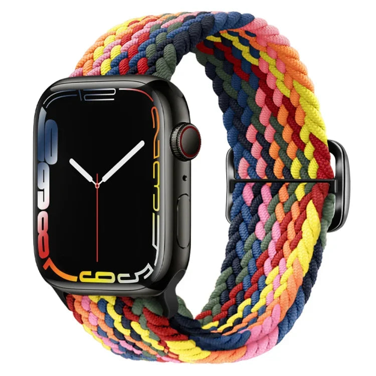 Pulseira de relógio trançada em nylon com fivela, para Apple Watch Ultra 49mm / Series 8&7 45mm / SE 2&6&SE&5&4 44mm / 3&2&1 42mm