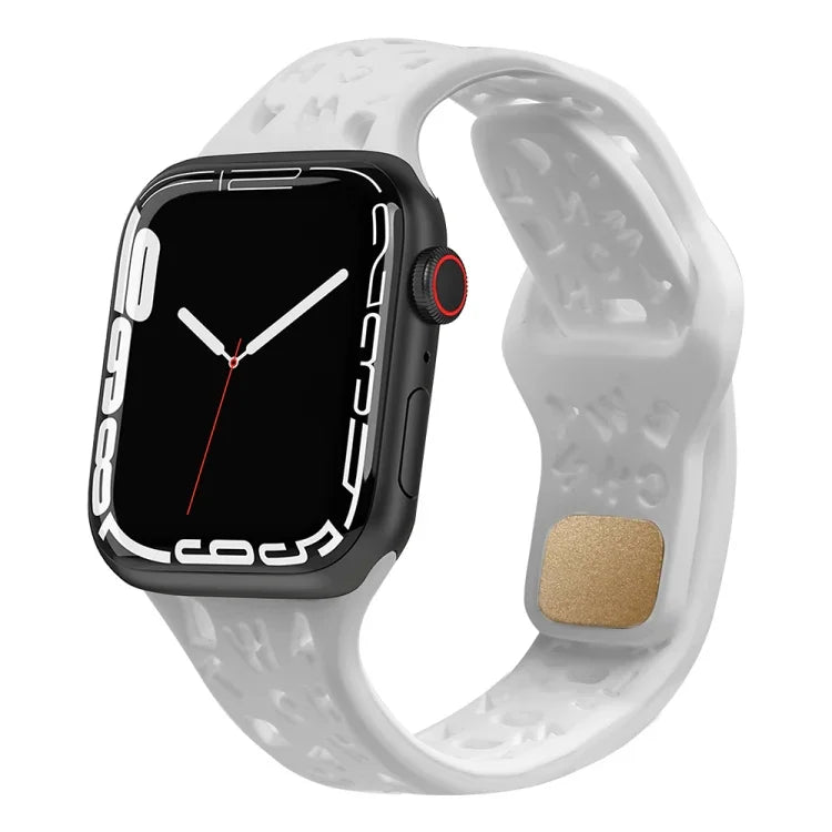 Pulseira de Silicone com Letras em Inglês, Para Apple Watch Ultra 49mm / Series 8&7 45mm / SE 2&6&SE&5&4 44mm / 3&2&1 42mm, Para Apple Watch Series 8&7 41mm / SE 2&6&SE&5&4 40mm / 3&2&1 38mm