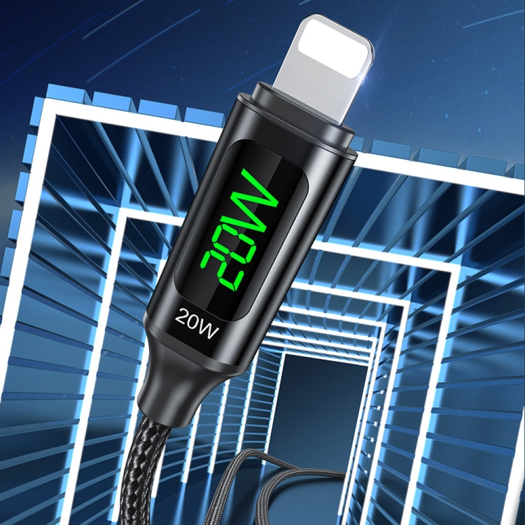 Cabo de Carregamento Rápido com Ecrã Digital awei CL-123L 1m USB-C / Type-C para 8 Pinos, CL-123L