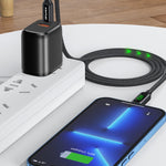 Cabo de Carregamento Rápido com Ecrã Digital awei CL-123L 1m USB-C / Type-C para 8 Pinos, CL-123L