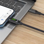 Cabo de Carregamento Rápido com Ecrã Digital awei CL-123L 1m USB-C / Type-C para 8 Pinos, CL-123L