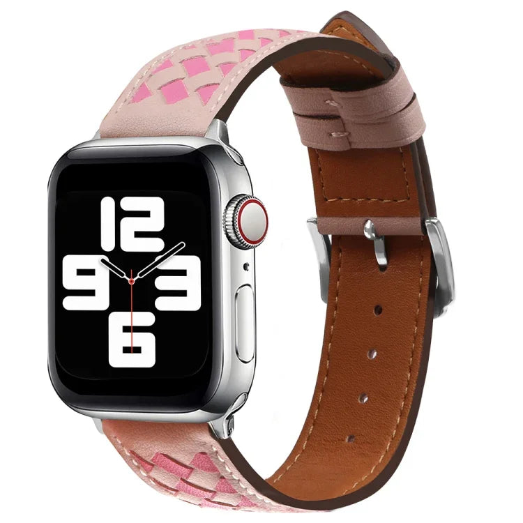 Pulseira de Relógio em Couro Genuíno Trançado, Para Apple Watch Ultra 49mm / Series 8&7 45mm / SE 2&6&SE&5&4 44mm / 3&2&1 42mm, Para Apple Watch Series 8&7 41mm / SE 2&6&SE&5&4 40mm / 3&2&1 38mm