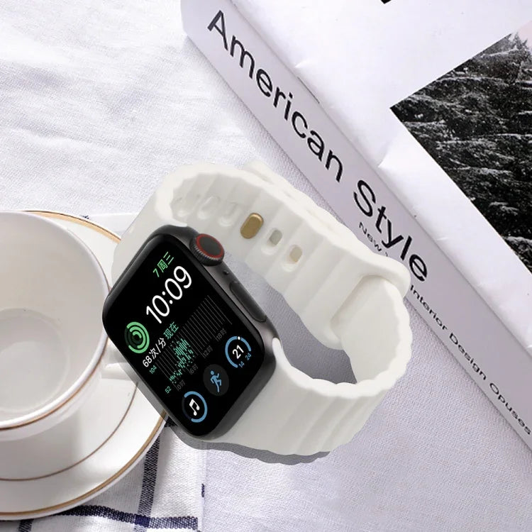 Pulseira de relógio em silicone com fivela invertida, para Apple Watch Ultra 49mm / Series 8&7 45mm / SE 2&6&SE&5&4 44mm / 3&2&1 42mm, para Apple Watch Series 8&7 41mm / SE 2&6&SE&5&4 40mm / 3&2&1 38mm