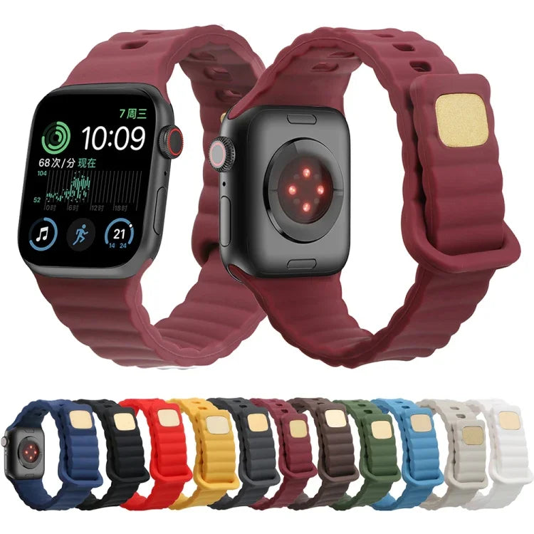 Pulseira de relógio em silicone com fivela invertida, para Apple Watch Ultra 49mm / Series 8&7 45mm / SE 2&6&SE&5&4 44mm / 3&2&1 42mm, para Apple Watch Series 8&7 41mm / SE 2&6&SE&5&4 40mm / 3&2&1 38mm