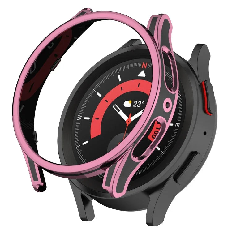 Escultura suspensa Capa protetora bicolor para relógio com película de vidro temperado, Para Samsung Galaxy Watch5 Pro 45mm, Para Samsung Galaxy Watch5 40mm, Para Samsung Galaxy Watch5 44mm, Para Samsung Galaxy Watch4 40mm, Para Samsung Galaxy Watch4 44mm