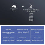 LAIZE 10pcs Conector Pneumático de Encaixe Rápido em Cotovelo de Plástico, PV-4, PV-6, PV-8, PV-10, PV-12, PV-14, PV-16