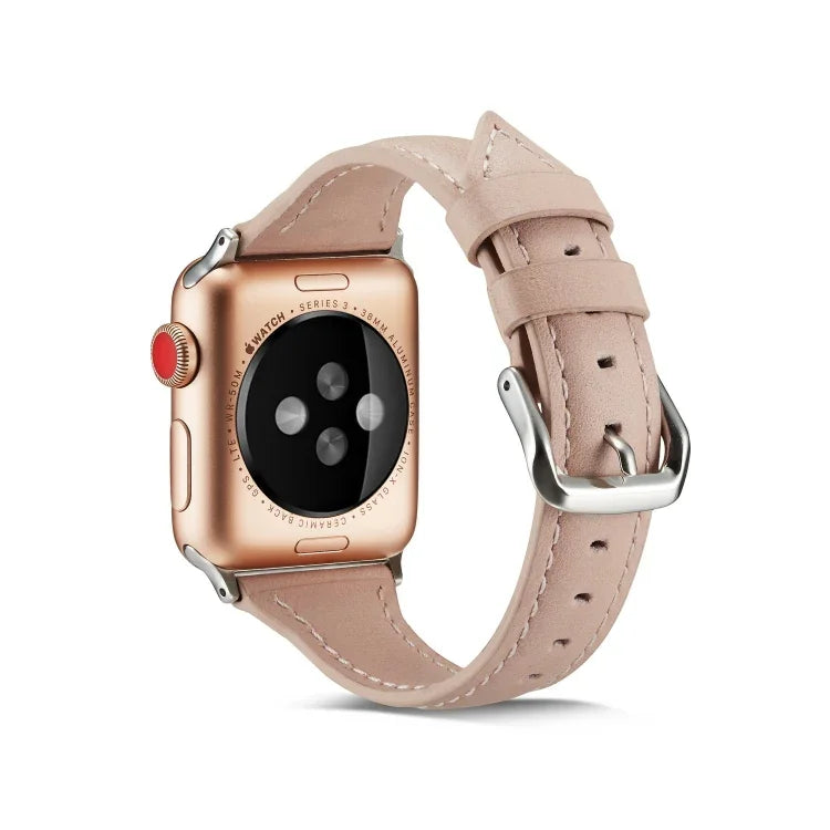 Thin Leather Replacement Wrist Strap Watchband, For Apple Watch 5/4 44mm & 3/2/1 42mm, For Apple Watch 5/4 40mm & 3/2/1 38mm