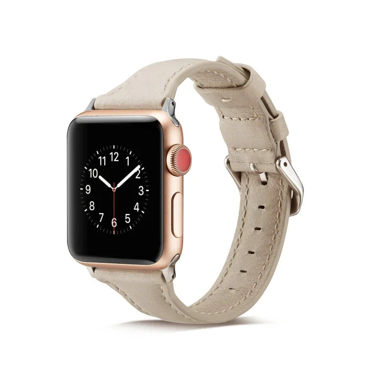 Thin Leather Replacement Wrist Strap Watchband, For Apple Watch 5/4 44mm & 3/2/1 42mm, For Apple Watch 5/4 40mm & 3/2/1 38mm