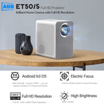Projetor Mini LED Inteligente AUN ET50 4 polegadas 180 Lumens 1920x1080P, Plugue US, Plugue UE, Plugue UK, Plugue AU