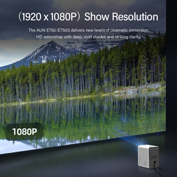 Projetor Mini LED Inteligente AUN ET50 4 polegadas 180 Lumens 1920x1080P, Plugue US, Plugue UE, Plugue UK, Plugue AU