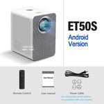 Projetor Mini LED Inteligente AUN ET50 4 polegadas 180 Lumens 1920x1080P, Plugue US, Plugue UE, Plugue UK, Plugue AU