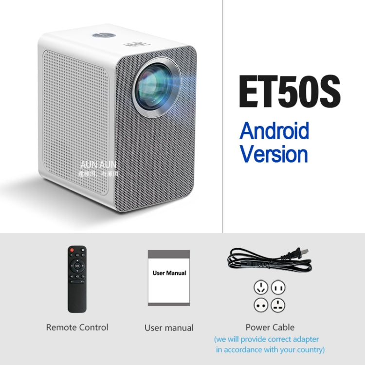 Projetor Mini LED Inteligente AUN ET50 4 polegadas 180 Lumens 1920x1080P, Plugue US, Plugue UE, Plugue UK, Plugue AU