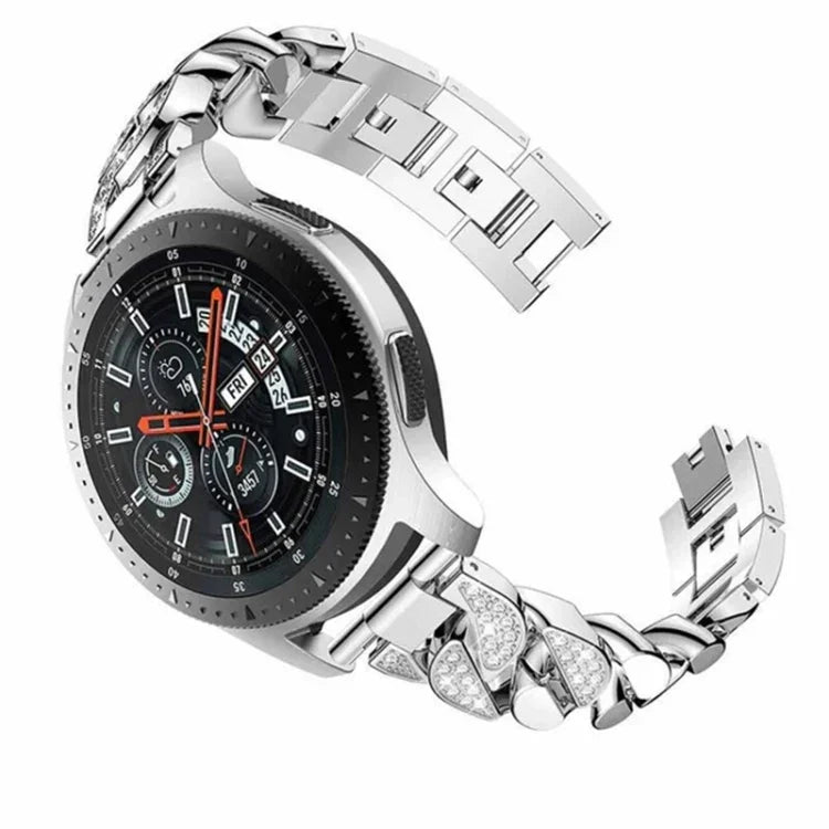 Correia de relógio em corrente de ganga com diamantes em fila, Para Samsung Galaxy Watch5 40mm/44mm / Watch5 Pro