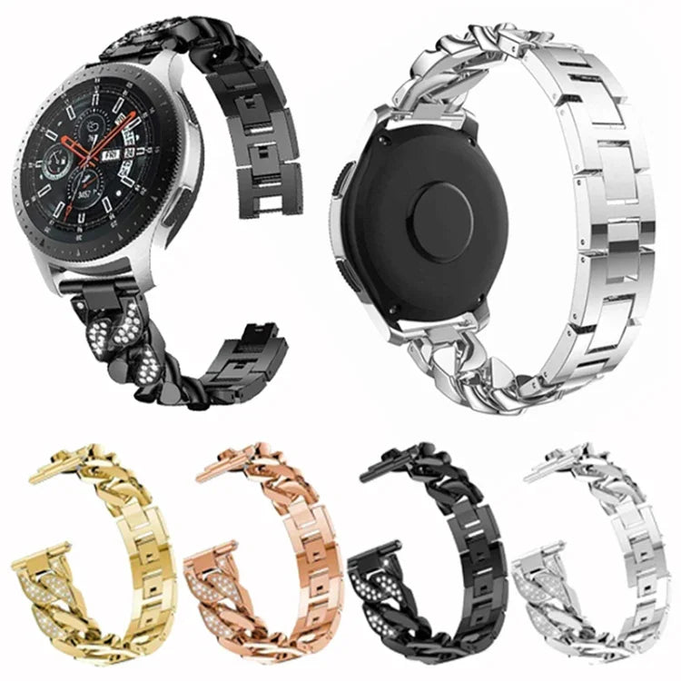 Correia de relógio em corrente de ganga com diamantes em fila, Para Samsung Galaxy Watch5 40mm/44mm / Watch5 Pro