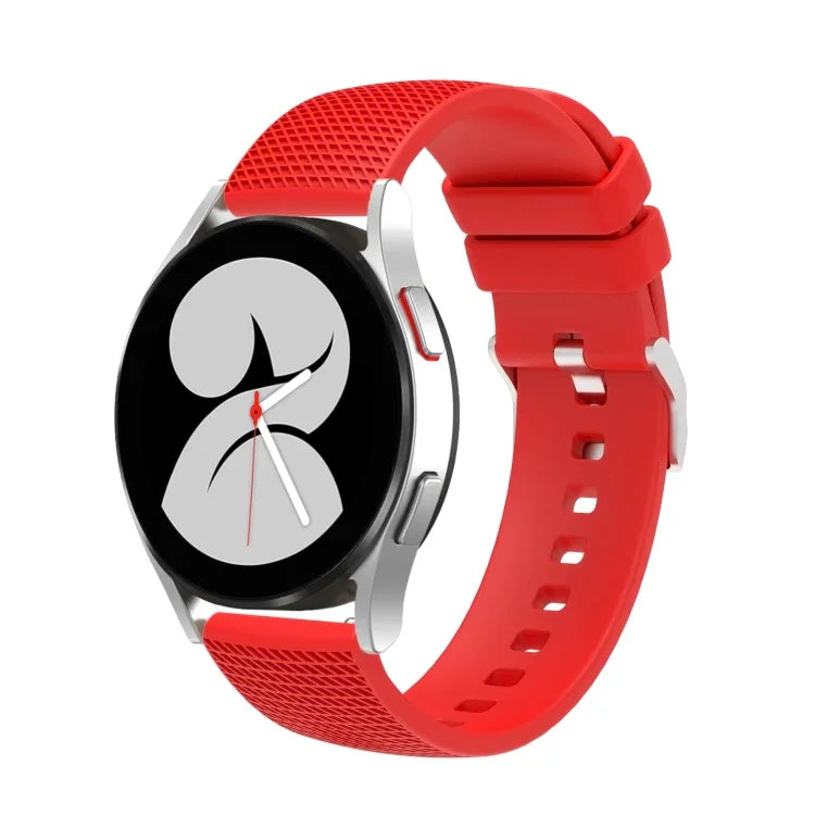 Correia de relógio em silicone com fivela prateada marcada de 20mm, Para Samsung Galaxy Watch5 40mm/44mm / Watch5 Pro