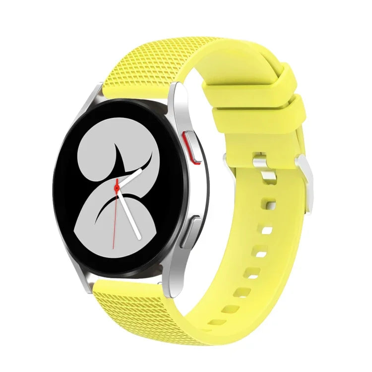 Correia de relógio em silicone com fivela prateada marcada de 20mm, Para Samsung Galaxy Watch5 40mm/44mm / Watch5 Pro