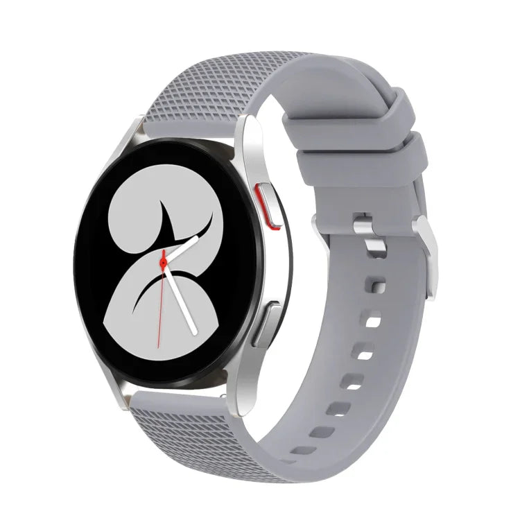 Correia de relógio em silicone com fivela prateada marcada de 20mm, Para Samsung Galaxy Watch5 40mm/44mm / Watch5 Pro