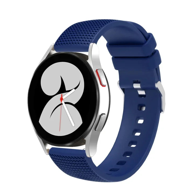 Correia de relógio em silicone com fivela prateada marcada de 20mm, Para Samsung Galaxy Watch5 40mm/44mm / Watch5 Pro