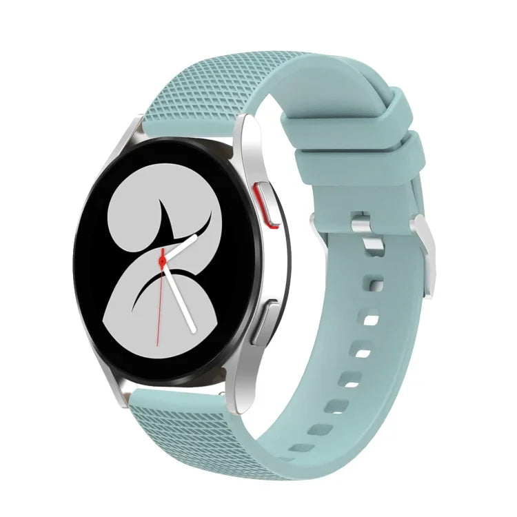 Correia de relógio em silicone com fivela prateada marcada de 20mm, Para Samsung Galaxy Watch5 40mm/44mm / Watch5 Pro