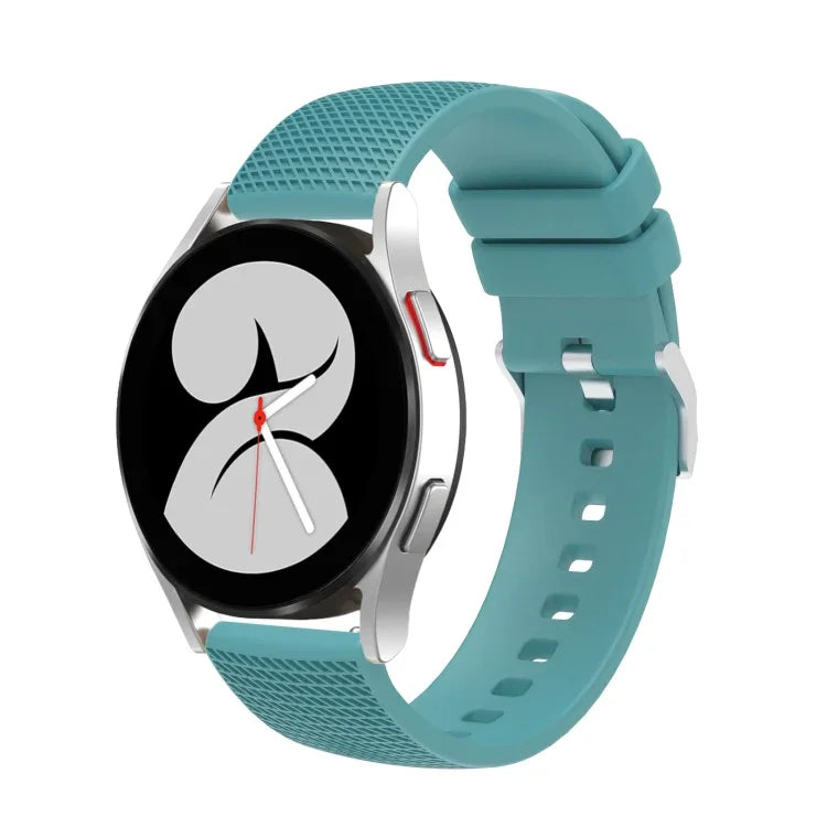 Correia de relógio em silicone com fivela prateada marcada de 20mm, Para Samsung Galaxy Watch5 40mm/44mm / Watch5 Pro