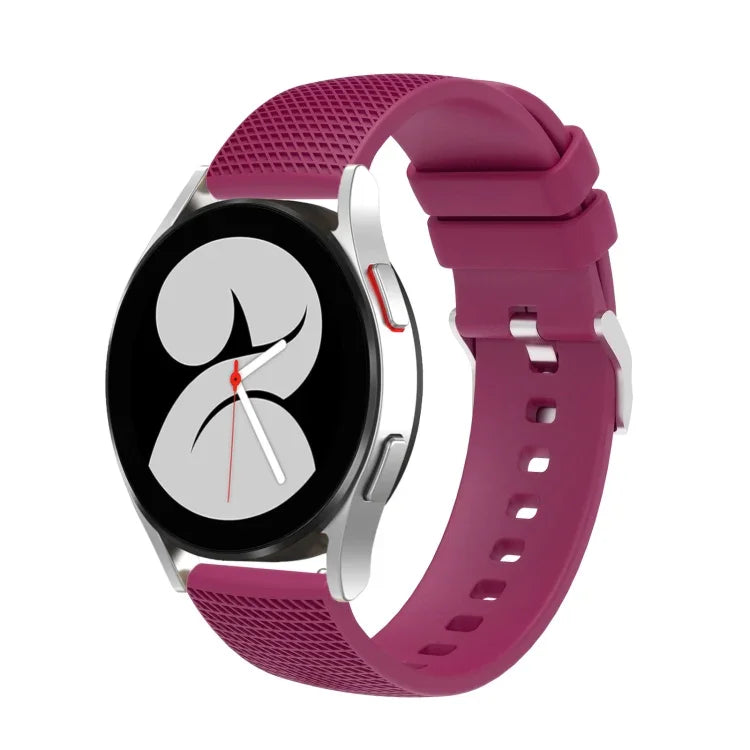 Correia de relógio em silicone com fivela prateada marcada de 20mm, Para Samsung Galaxy Watch5 40mm/44mm / Watch5 Pro