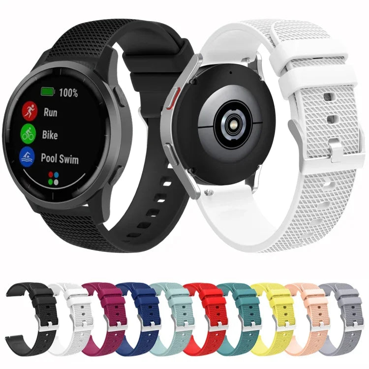 Correia de relógio em silicone com fivela prateada marcada de 20mm, Para Samsung Galaxy Watch5 40mm/44mm / Watch5 Pro