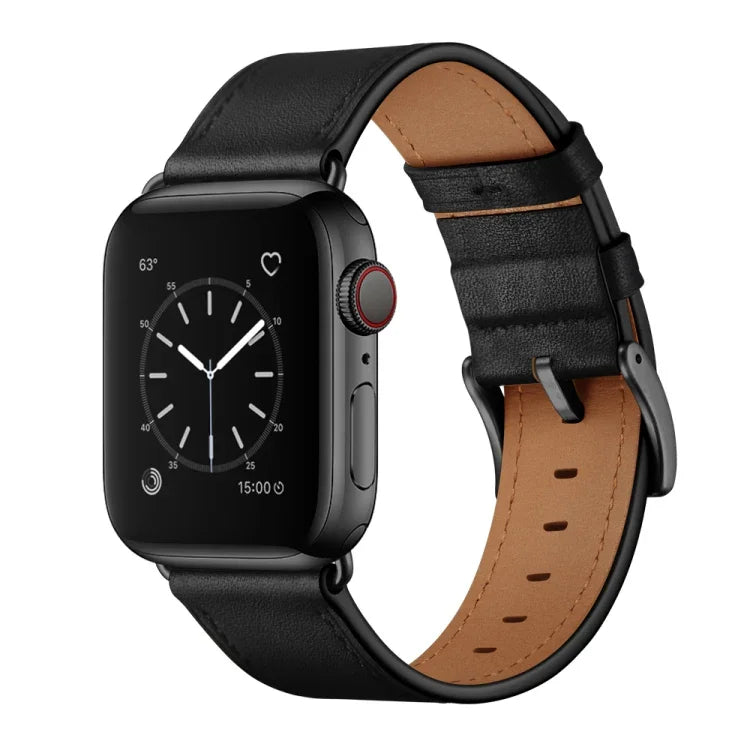 Correia de Relógio Clássica em Pele Genuína de Vaca, para Apple Watch Ultra 49mm / Series 8&7 45mm / SE 2&6&SE&5&4 44mm / 3&2&1 42mm, para Apple Watch Series 8&7 41mm / SE 2&6&SE&5&4 40mm / 3&2&1 38mm