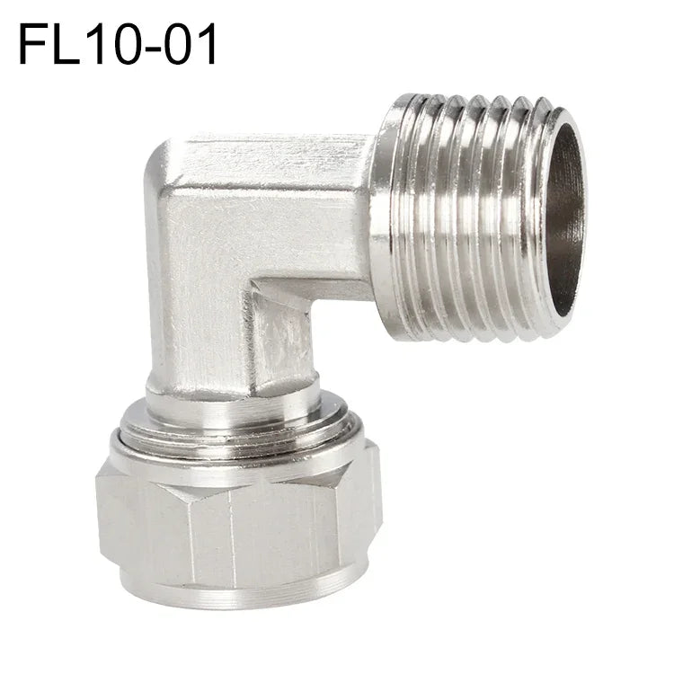 Conector Fêmea de Cobre Niquelado LAIZE para Tubo Rápido com Cotovelo Giratório, FL6-01, FL6-02, FL8-01, FL8-02, FL10-01, FL10-02