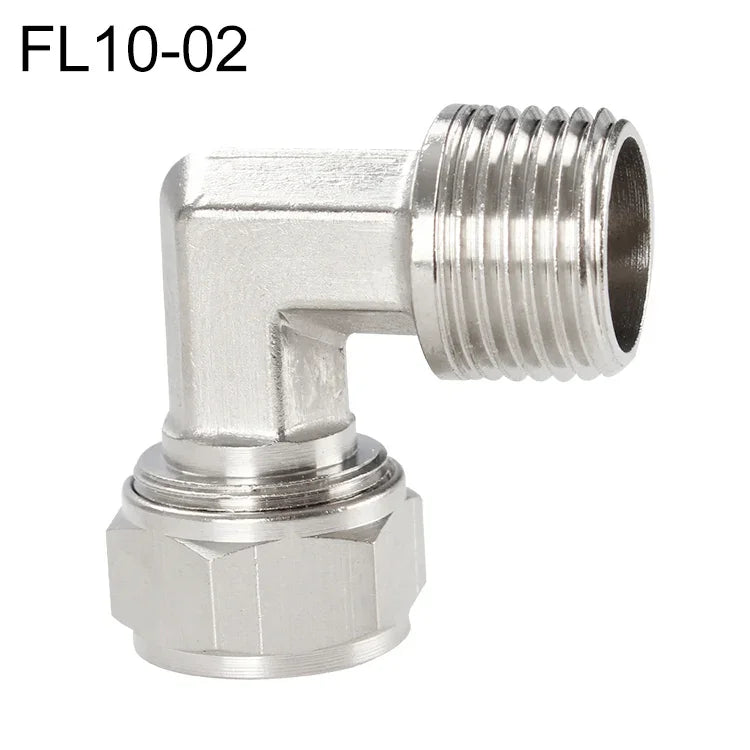 Conector Fêmea de Cobre Niquelado LAIZE para Tubo Rápido com Cotovelo Giratório, FL6-01, FL6-02, FL8-01, FL8-02, FL10-01, FL10-02