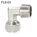 Conector Fêmea de Cobre Niquelado LAIZE para Tubo Rápido com Cotovelo Giratório, FL8-03, FL8-04, FL10-03, FL10-04, FL12-02, FL12-03, FL12-04
