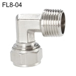 Conector Fêmea de Cobre Niquelado LAIZE para Tubo Rápido com Cotovelo Giratório, FL8-03, FL8-04, FL10-03, FL10-04, FL12-02, FL12-03, FL12-04