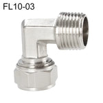 Conector Fêmea de Cobre Niquelado LAIZE para Tubo Rápido com Cotovelo Giratório, FL8-03, FL8-04, FL10-03, FL10-04, FL12-02, FL12-03, FL12-04
