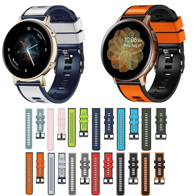 Pulseira de relógio em silicone bicolor com trama simples, para Samsung Galaxy Watch 5 40mm / 44mm