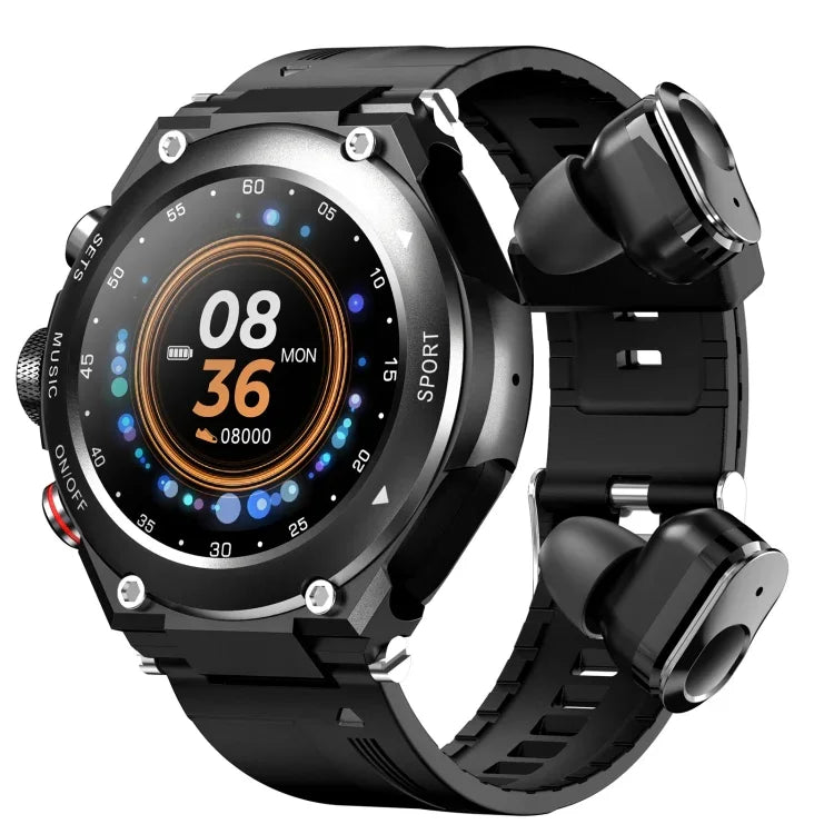 T92 Smartwatch com Ecrã IPS Touch de 1,28 polegadas e Auricular Bluetooth 2 em 1, Suporta Monitorização da Frequência Cardíaca/Música Bluetooth