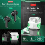 Lenovo GM5 TWS Auricular Gaming Desportivo Bluetooth Sem Fios à Prova de Água com Cancelamento de Ruído e Microfone, GM5
