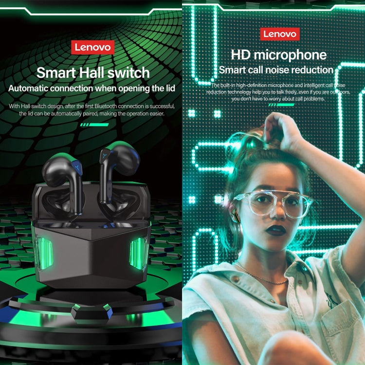 Lenovo GM5 TWS Auricular Gaming Desportivo Bluetooth Sem Fios à Prova de Água com Cancelamento de Ruído e Microfone, GM5