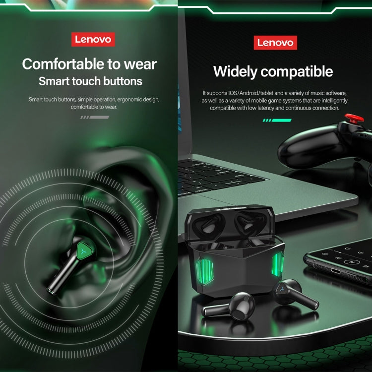 Lenovo GM5 TWS Auricular Gaming Desportivo Bluetooth Sem Fios à Prova de Água com Cancelamento de Ruído e Microfone, GM5